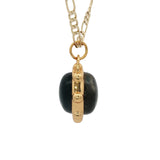 Collier doré sphère double pierre labradorite onyx noire 60 cm