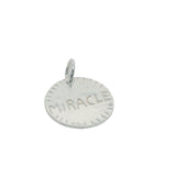 Charms argent 925 médaille avec coeurs et "miracle" gravés