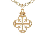 Collier doré croix dans trèfle ajouré 50 cm