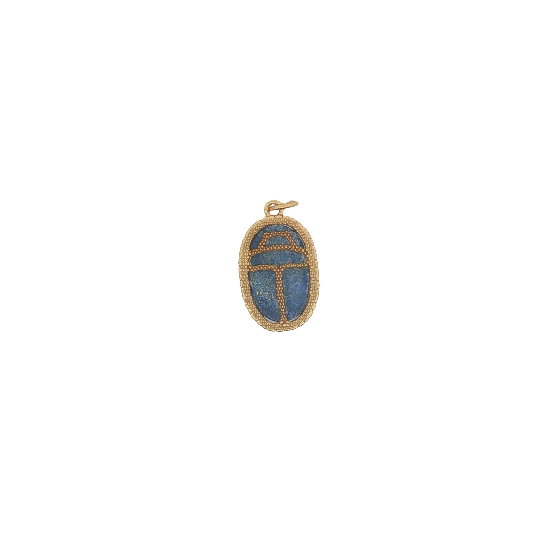 Charms doré lapis lazuli cabochon et scarabée doré