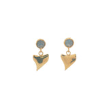 Boucles d'oreilles dorées dent de requin avec labradorite