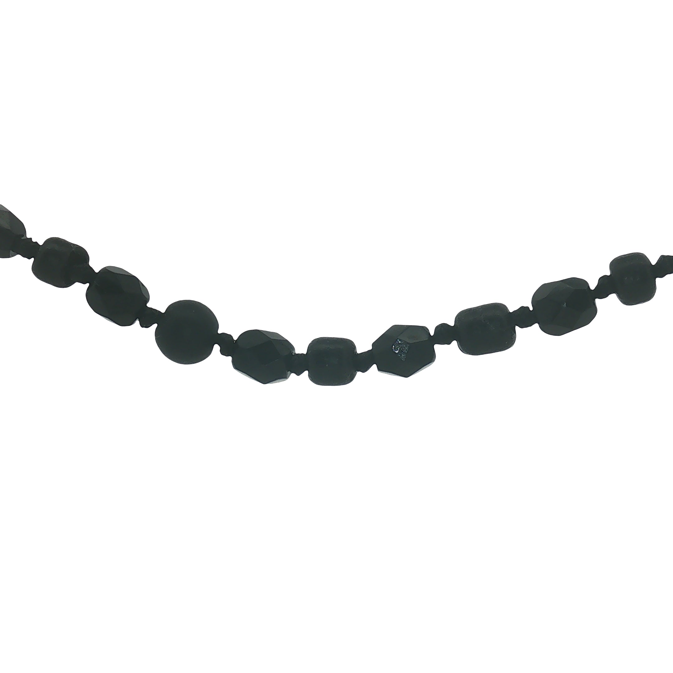 Collier doré perles noires brillantes et mates 90 cm