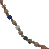 Collier doré perles en bois, perles colorées et noeuds beige 90 cm