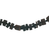 Collier doré perles en bois et disques de coquillage marron 90 cm