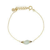 Bracelet doré pierres préhnite et oeil de tigre