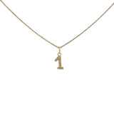 Hammered number gold necklace