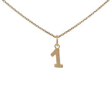 Hammered number gold necklace