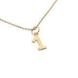 Hammered number gold necklace