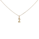 Hammered number gold necklace