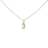 Hammered number gold necklace
