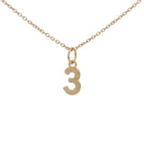 Hammered number gold necklace