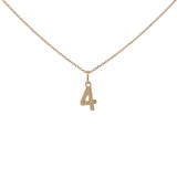 Hammered number gold necklace