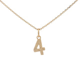 Hammered number gold necklace