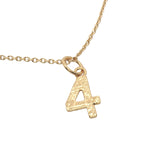 Hammered number gold necklace