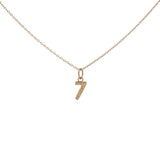 Hammered number gold necklace