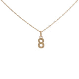 Hammered number gold necklace
