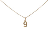 Hammered number gold necklace