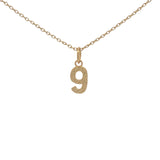 Hammered number gold necklace