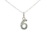 Collier argent 925 chiffre 6 martelé 42 cm