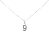 925 silver hammered number necklace