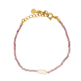 Bracelet doré quartz et tourmaline rose