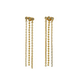 Boucles d'oreilles dorées trilogie de zircons blancs et chaines