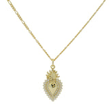 Collier doré coeur bombé zircons maille alternée