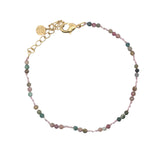 Bracelet doré tourmaline et noeuds roses