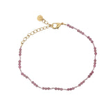 Bracelet doré tourmaline rose et noeuds roses
