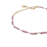 Bracelet doré tourmaline rose et noeuds roses