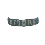 Bracelet brésilien doré fil tissé bleu marine et crème "amore"