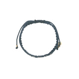 Bracelet brésilien doré fil tissé bleu marine et crème "amore"