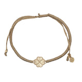 Bracelet cordon doré trèfle strié doré avec petites boules