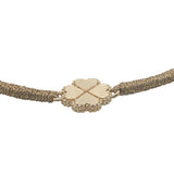 Bracelet cordon doré trèfle strié doré avec petites boules