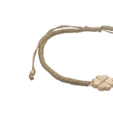 Bracelet cordon doré trèfle strié doré avec petites boules