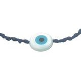Bracelet doré cordon tressé bleu marine oeil rond nacre
