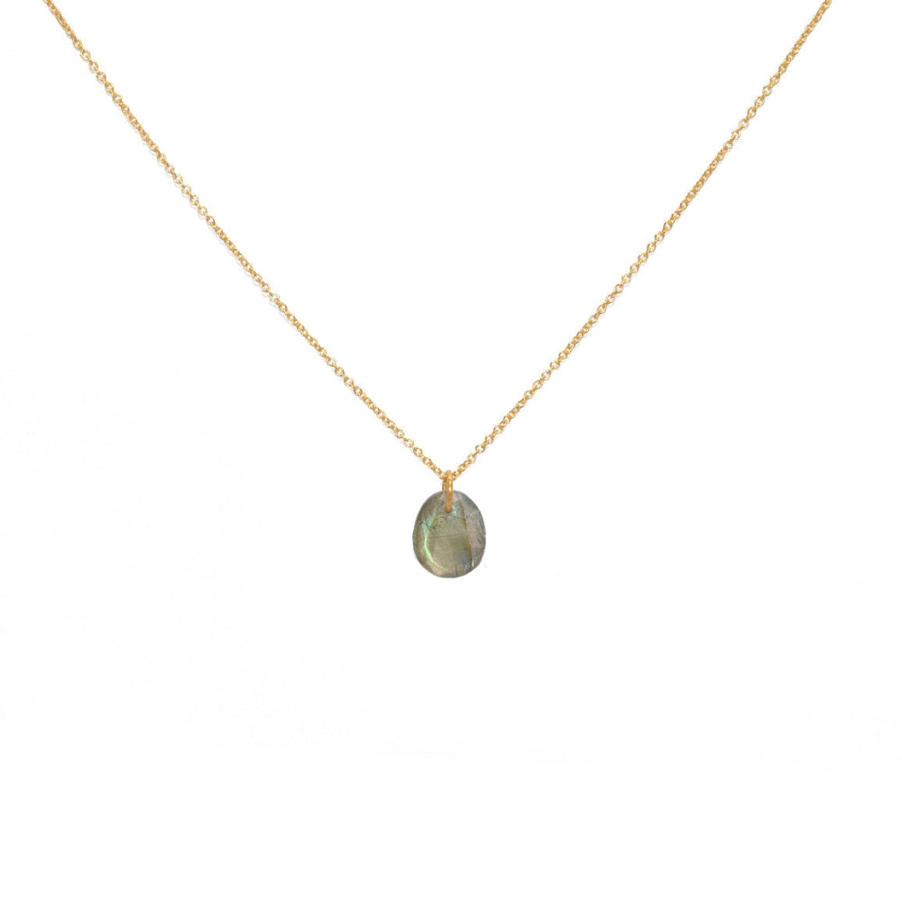 Gold necklace with faceted stone pendant