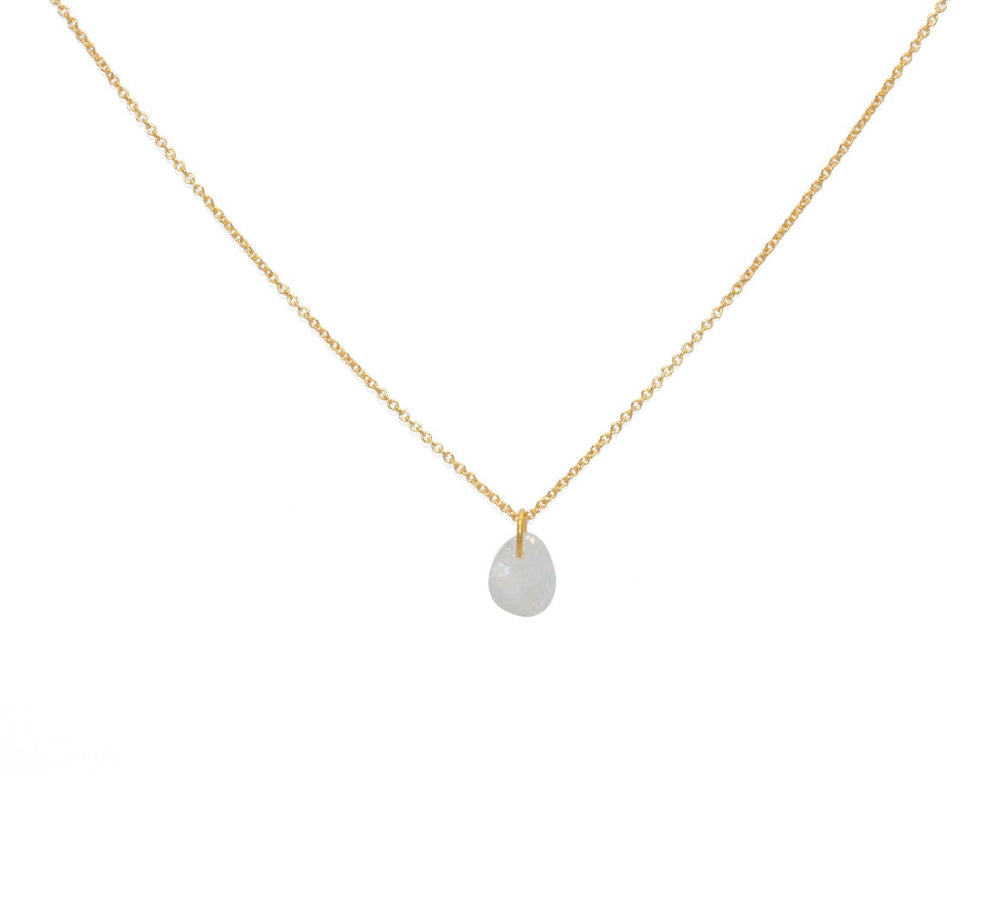 Gold necklace with faceted stone pendant