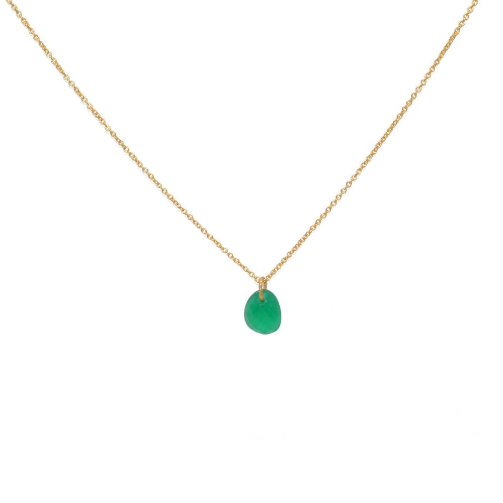 Gold necklace with faceted stone pendant