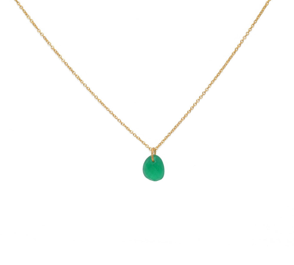 Gold necklace with faceted stone pendant