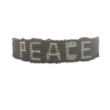 Bracelet brésilien doré fil tissé marron foncé et crème "peace"