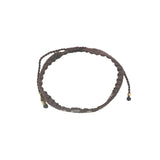 Bracelet brésilien doré fil tissé marron foncé et crème "peace"