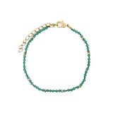 Bracelet doré onyx verte et petites perles dorées