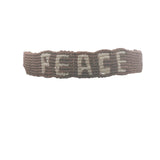 Bracelet brésilien doré fil tissé marron et crème "peace"