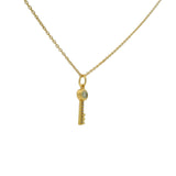 Stone and white zircon key necklace