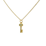 Stone and white zircon key necklace