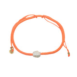Bracelet doré cordon orange fluo perle de culture