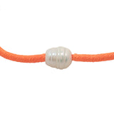 Bracelet doré cordon orange fluo perle de culture