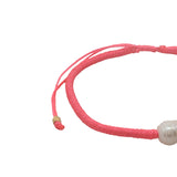 Bracelet doré cordon rose fluo perle de culture