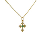 Cross necklace with stone and white zircons